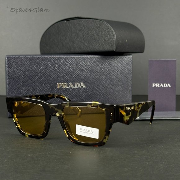 Prada PRA06S 16O10C Tortoise Black Malt Yellow Square Unisex Sunglasses PR A06S - Picture 5 of 11
